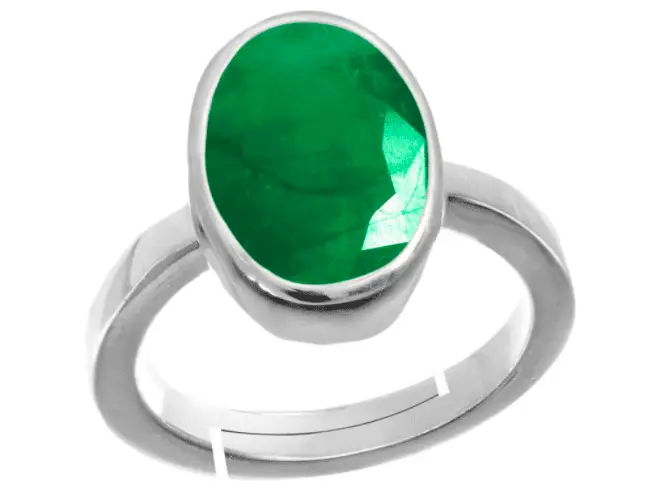Buy CLARA 925 Sterling Silver Rhodium Plated Swiss Zirconia Dark Green Oval  Ring with Adjustable Band Gift | Shoppers Stop