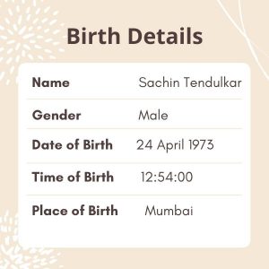 Sachin Tendulkar kundli