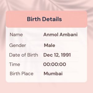 Anmol Ambani birth chart