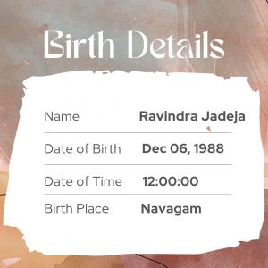 Ravindra Jadeja birth details