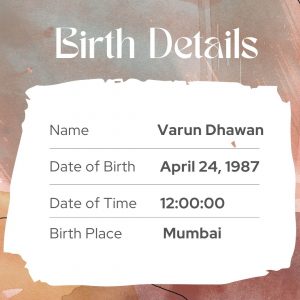 Varun Dhawan birth details