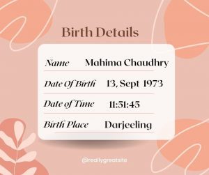Mahima Chaudhry birth details