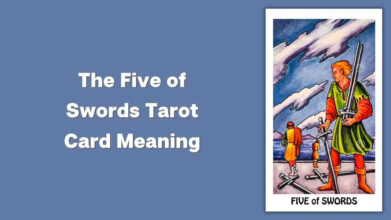 Five of swords. Crossing five swords on a symbolic image of the