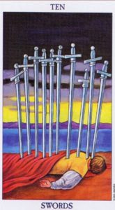 The Ten of Swords Tarot Card (Upright)