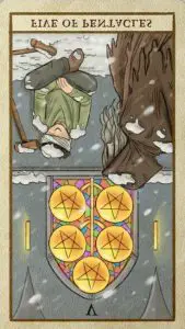 The Five of Pentacles Tarot Card (Reversed)