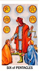 The Six of Pentacles Tarot Card (Upright)