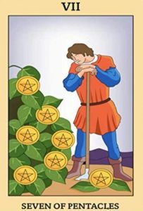 The Seven of Pentacles Tarot Card (Upright)