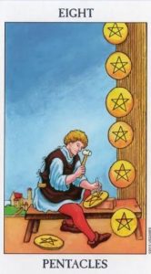The Eight of Pentacles Tarot Card (Upright)