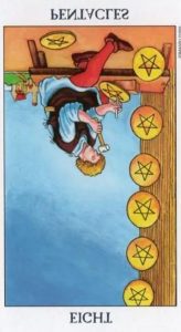 The Eight of Pentacles Tarot Card (Reversed)