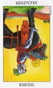 The Knight of Pentacles Tarot Card (Reversed)