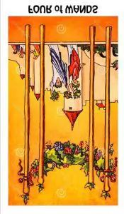 The Four of Wands Tarot Card (Reversed)
