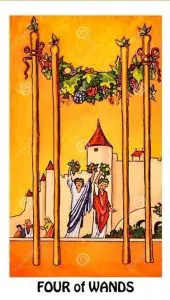 The Four of Wands Tarot Card (Upright)