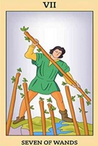 The Seven of wands Tarot Card (Upright)